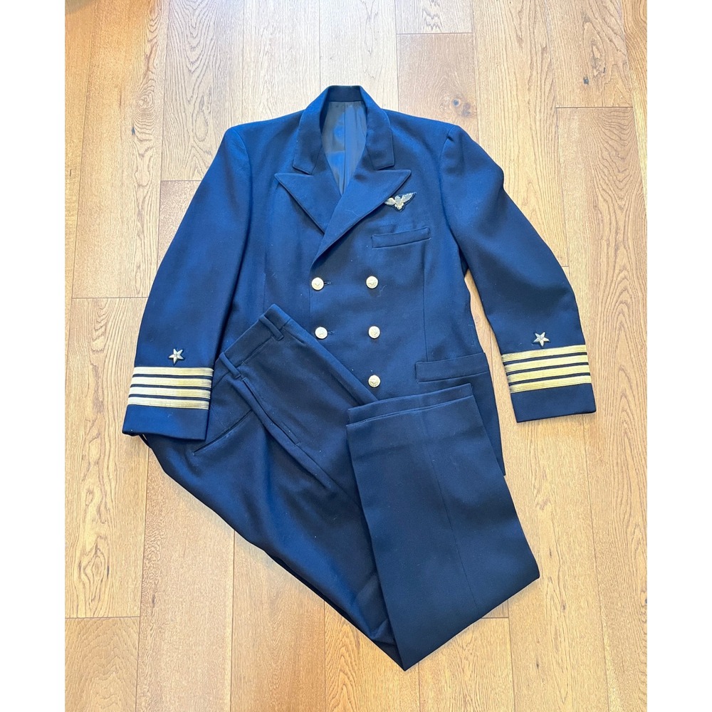 US Navy Uniform Suit Set Mens 42R Black Excellent WW2 Captain Bullion Gold Crest